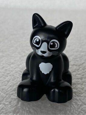 LEGO Duplo Small Black and White CAT Animal Kitty Figure